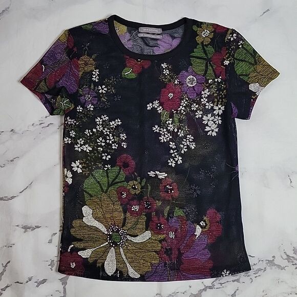 Urban Outfitters Black Floral Mesh Tee - Picture 1 of 5